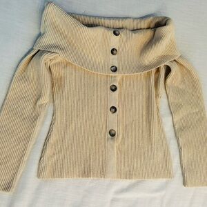 SIEDRES Cream Off-the-Shoulder Sweater